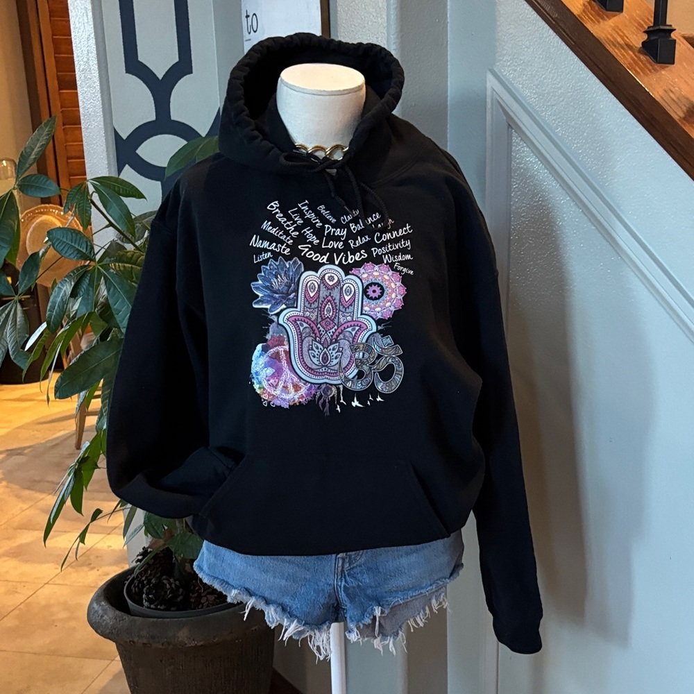 Good Vibes Only ✨ Black Graphic Hoodie Sweater
